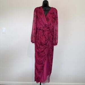 Amanda Uprichard Pink Floral Ruched "Roma" Gown - XL